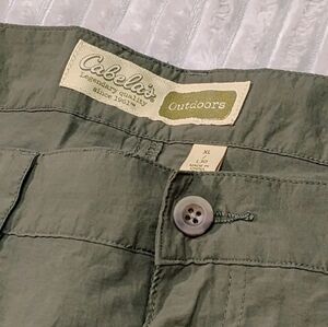 mens cabela's outdoors xl green zip off pants hiking convertible utility